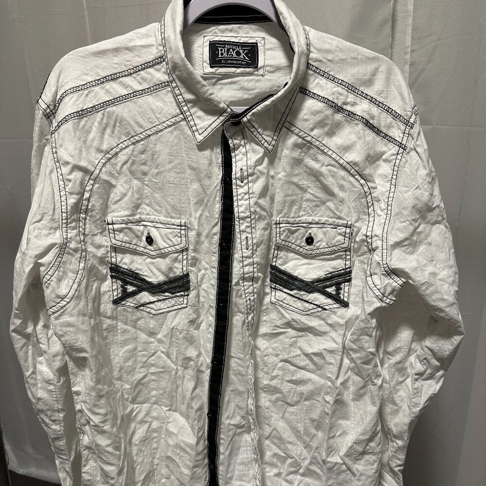 BKE Black Style Men's Long Sleeve Button Up Shirt Size XL